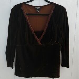B.I.Y.A.YC.D.A. Career Crushed Velvet Babydoll Shirt Size Large 90's Y2K Office
